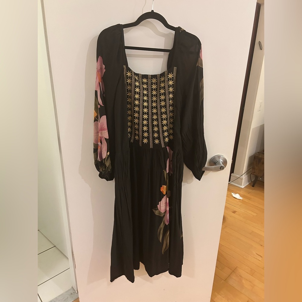 Farm Rio Black Floral Dress